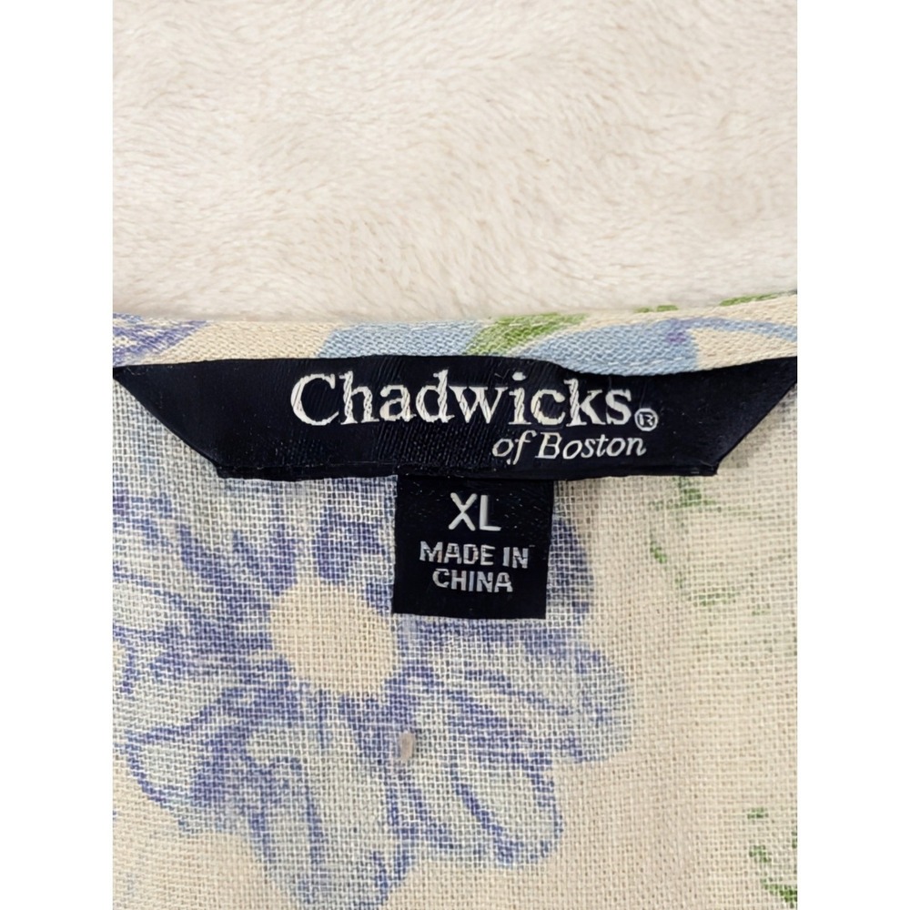 Chadwicks of Boston Linen Blend Maxi Dress Womens XL Floral Sleeveless Cottage - Picture 5 of 8